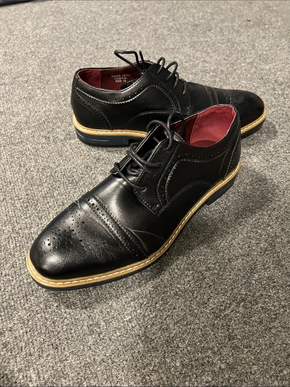 Men's Black Wingtip Oxfords with Contrast Welt